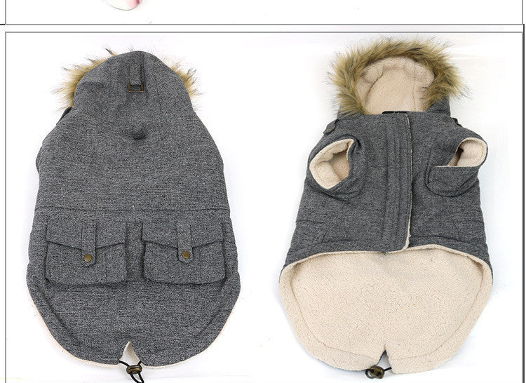 HKM-052691 Thermal Cotton Coat for Dogs and Cats in Grey – Universal Fit, Available in Multiple Sizes