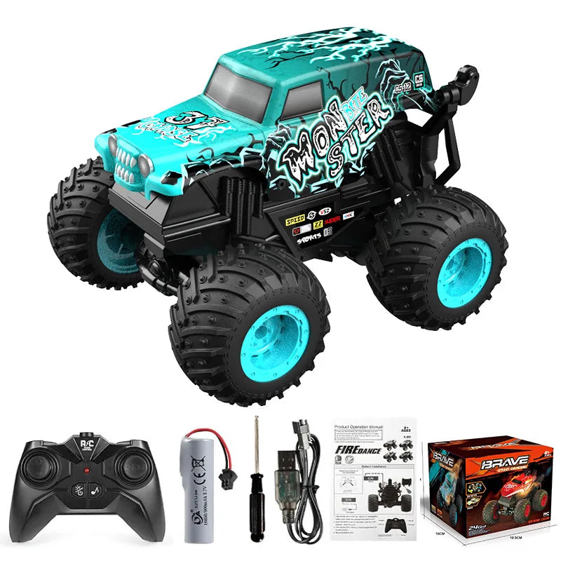 HKM-052819 360 Degrees Rotating Remote Control Dinosaur Drift Stunt Car - 1/20 Scale, Indoor & Outdoor Play
