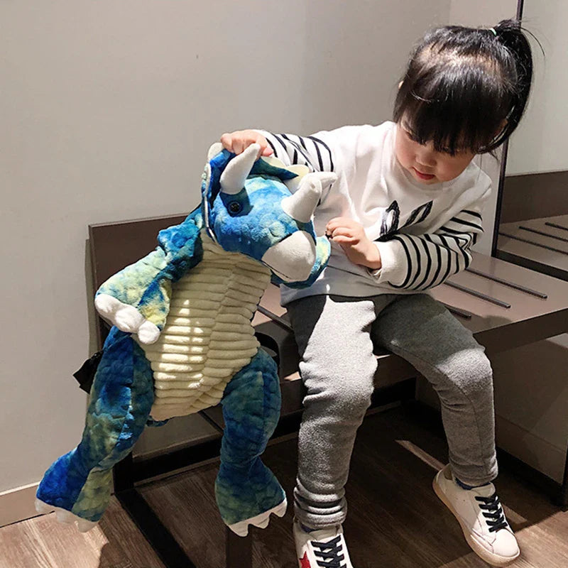 KTX-053075 Dinosaur Plush Backpack - Soft Stuffed Animal Toy for Kids, Colorful Design, 40cm Tall