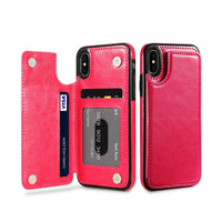 HKM-053075 Phone Case with Card Slots for Multiple Models, PU Back Cover, Solid Color Options
