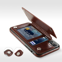 HKM-053075 Phone Case with Card Slots for Multiple Models, PU Back Cover, Solid Color Options