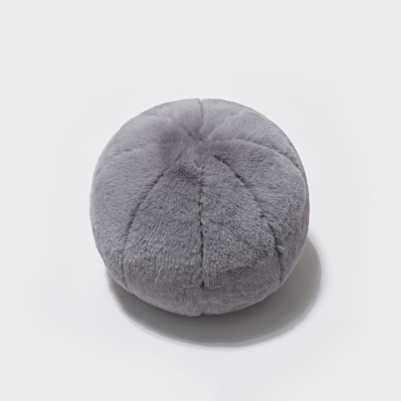 HKM-053203 Round Decorative Pillow with Soft Rabbit Fur Fabric and Unique Stitching Design - 30cm Diameter