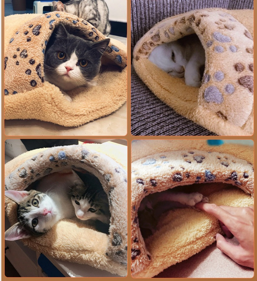 HKM-053267 Universal Semi-closed Cat Sleeping Bag Nest for All Seasons - S & M Sizes Available