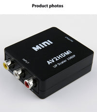 HKM-053331 AV to HDMI Converter Box, Supports 1080p/720p Output, Plug and Play, RCA Input for Multiple TV Formats
