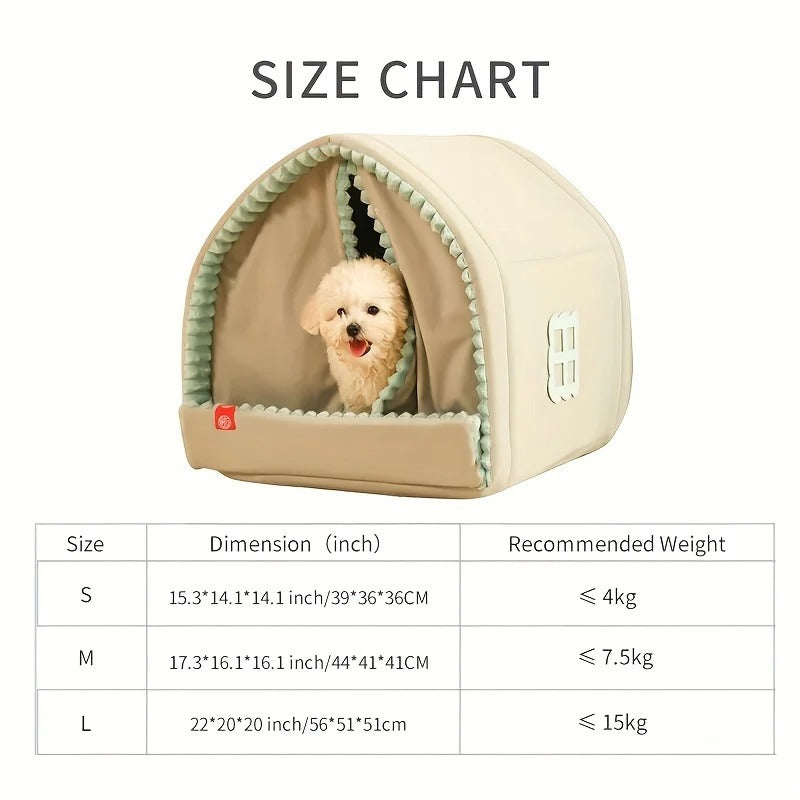 HKM-053523 Kennel Winter Warm Small Dog House Closed