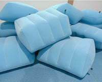 HKM-053523 Portable Inflatable Flocking Leg Cushion for Comfortable Support and Relaxation, Blue