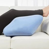 HKM-053523 Portable Inflatable Flocking Leg Cushion for Comfortable Support and Relaxation, Blue