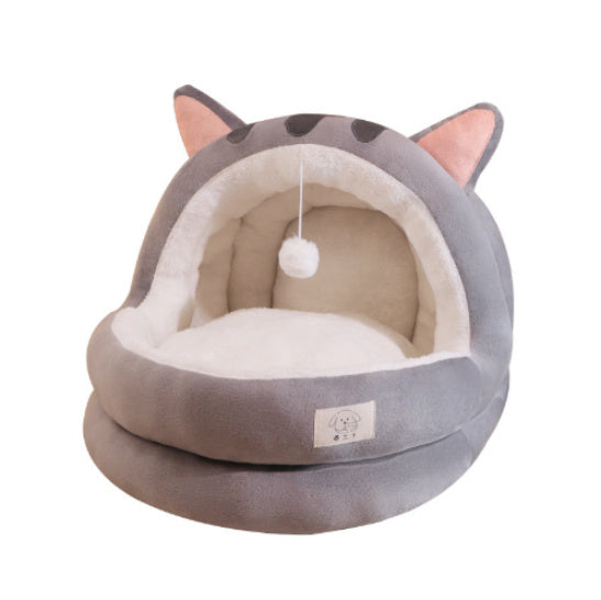 HKM-053779 Cozy Cat Nest for All Seasons - Plush Three-Layer Fleece Bed for Cats