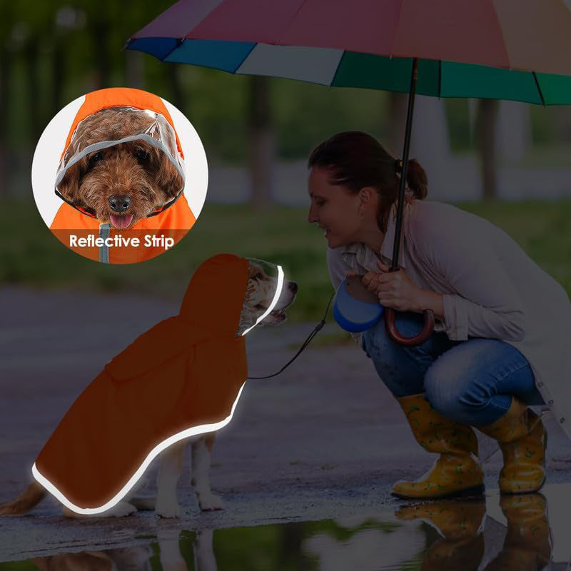 HKM-053843 Waterproof Breathable Dog Raincoat with Hood and Belly Protection for Small Dogs
