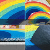HKM-053907 Rainbow Semicircle Thickened PVC Floor Mat for Bathroom and Living Spaces