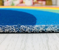 HKM-053907 Rainbow Semicircle Thickened PVC Floor Mat for Bathroom and Living Spaces