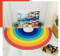 HKM-053907 Rainbow Semicircle Thickened PVC Floor Mat for Bathroom and Living Spaces