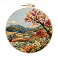 HKM-053971 Landscape Embroidery DIY Kit with Cotton and Linen Fabric, Includes 15cm Embroidery Frame