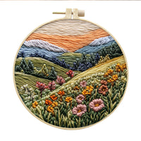 HKM-053971 Landscape Embroidery DIY Kit with Cotton and Linen Fabric, Includes 15cm Embroidery Frame