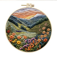HKM-053971 Landscape Embroidery DIY Kit with Cotton and Linen Fabric, Includes 15cm Embroidery Frame
