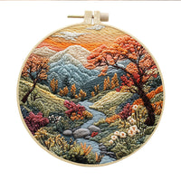HKM-053971 Landscape Embroidery DIY Kit with Cotton and Linen Fabric, Includes 15cm Embroidery Frame