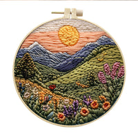 HKM-053971 Landscape Embroidery DIY Kit with Cotton and Linen Fabric, Includes 15cm Embroidery Frame