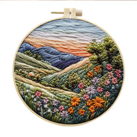 HKM-053971 Landscape Embroidery DIY Kit with Cotton and Linen Fabric, Includes 15cm Embroidery Frame