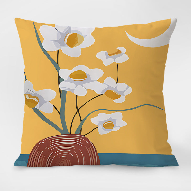 HKM-053971 Nordic Style Cartoon Animal Floral Pattern Throw Pillow