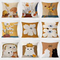HKM-053971 Nordic Style Cartoon Animal Floral Pattern Throw Pillow