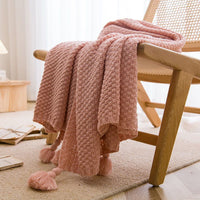 HKM-054035 Versatile Chinese Style Tassel Blanket - Multiple Sizes Available in Beige, Yellow, Dark Green, and More