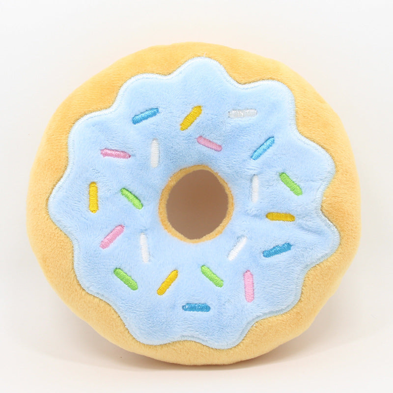 HKM-054163 Donut-Shaped Plush Toy for Pets - Soft, Colorful Design, 15cm Diameter