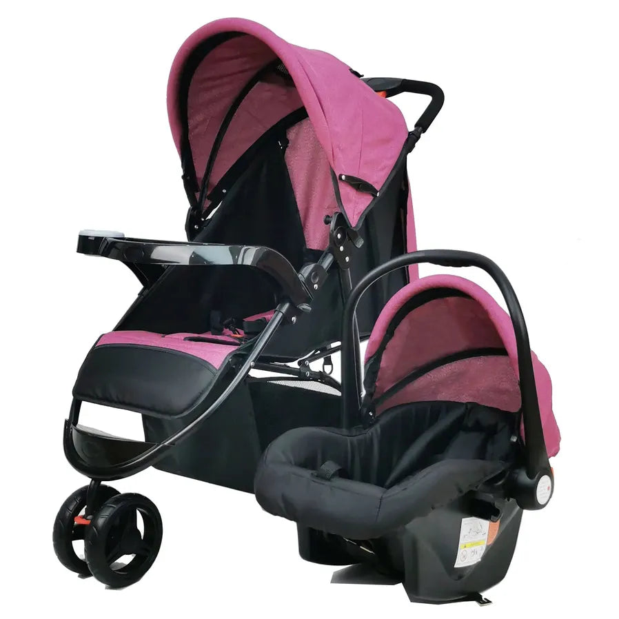 HKM-054163 Travel System Baby Stroller with Car Seat and Adjustable Canopy