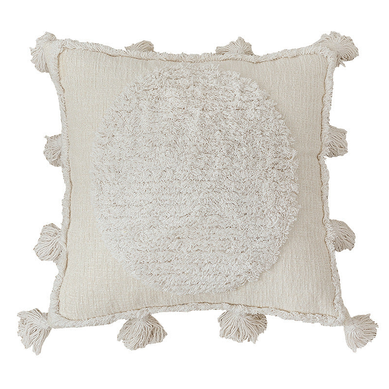 HKM-054355 Moroccan Bohemian Geometric Cotton Pillowcase - Modern 45x45cm Soft Design