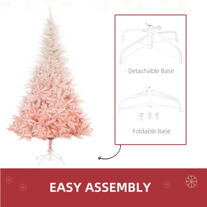 HKM-054419 Lush Pink Christmas Tree with Realistic PVC Branches and 800 Tips for Easy Decoration