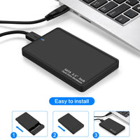 HKM-054483 2.5 Inch USB 3.0 External Hard Drive Enclosure for SATA SSD and HDD, Supports Up to 2TB, Plug and Play
