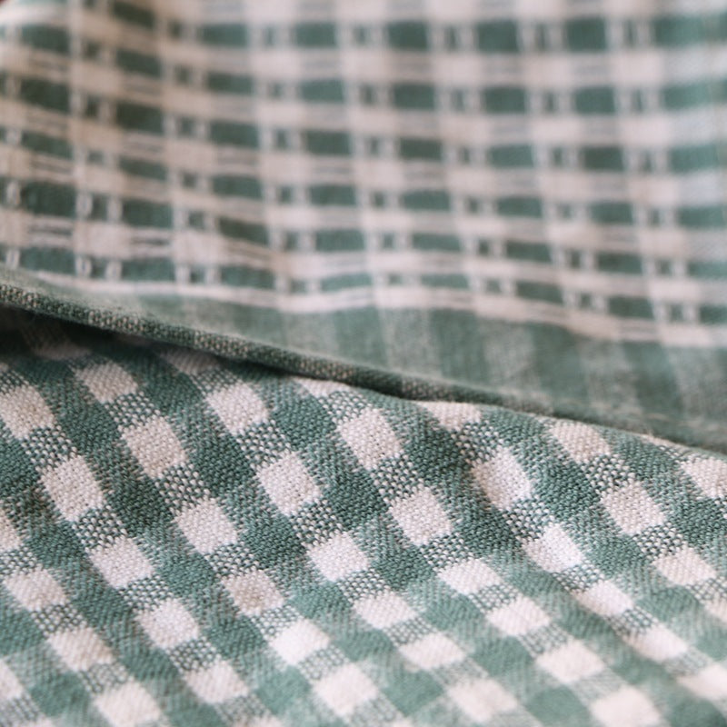 KTX-054547 Cotton Kitchen Towels Set – 3 Multi-purpose Towels in Green and Light Brown, 63-67cm Length