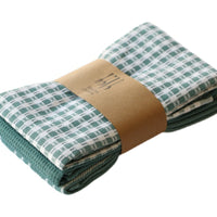 HKM-054547 Cotton Kitchen Towels Set – 3 Multi-purpose Towels in Green and Light Brown, 63-67cm Length