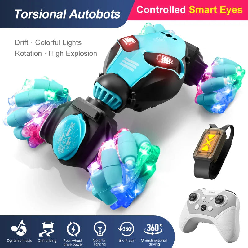 HKM-054547 Remote Control Watch Gesture Sensing Double-Sided Stunt Car 360 Twist RC for Indoor-Outdoor Fun, 4x4 Design