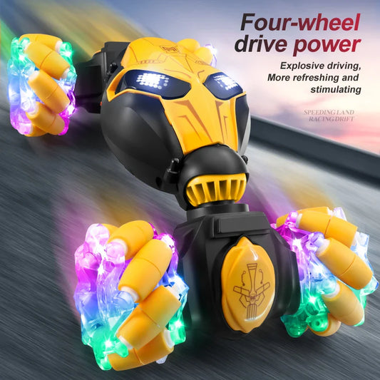 HKM-054547 Remote Control Watch Gesture Sensing Double-Sided Stunt Car 360 Twist RC for Indoor-Outdoor Fun, 4x4 Design