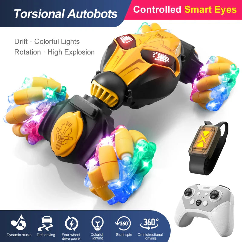 HKM-054547 Remote Control Watch Gesture Sensing Double-Sided Stunt Car 360 Twist RC for Indoor-Outdoor Fun, 4x4 Design