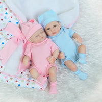 HKM-054803 26cm Realistic Soft Silicone Reborn Twin Baby Dolls for Pretend Play and Home Decoration