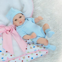 HKM-054803 26cm Realistic Soft Silicone Reborn Twin Baby Dolls for Pretend Play and Home Decoration