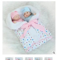HKM-054803 26cm Realistic Soft Silicone Reborn Twin Baby Dolls for Pretend Play and Home Decoration