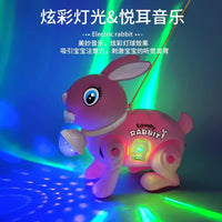 HKM-054931 Electric Glowing Bunny Toy with Music for Kids - Battery Operated Walking Rabbit