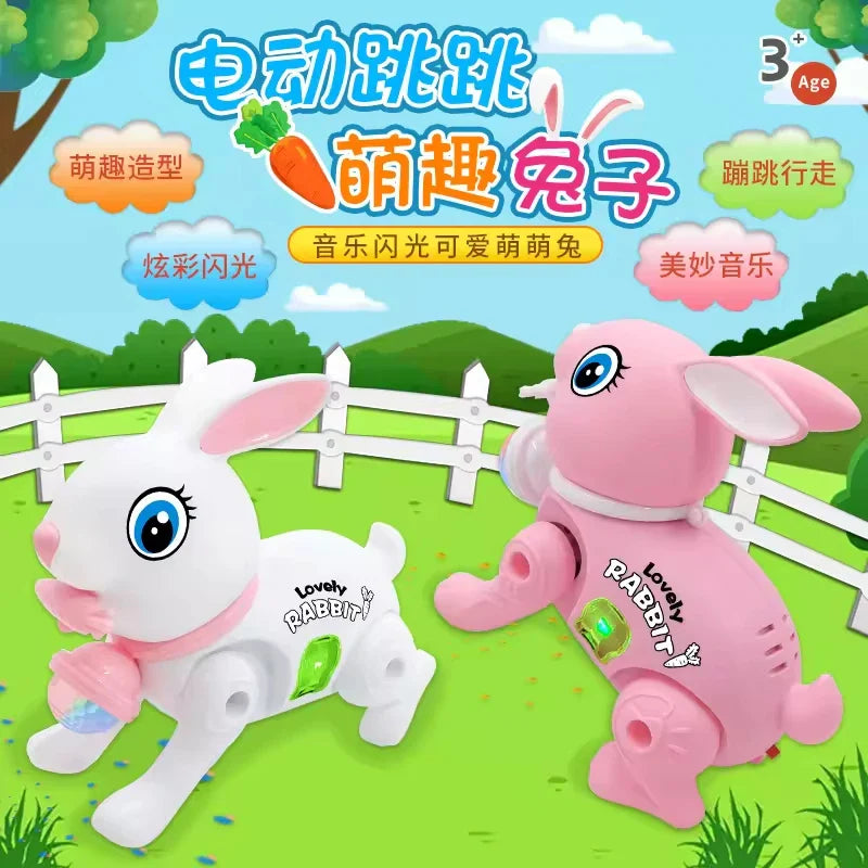 HKM-054931 Electric Glowing Bunny Toy with Music for Kids - Battery Operated Walking Rabbit