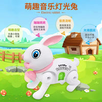 HKM-054931 Electric Glowing Bunny Toy with Music for Kids - Battery Operated Walking Rabbit
