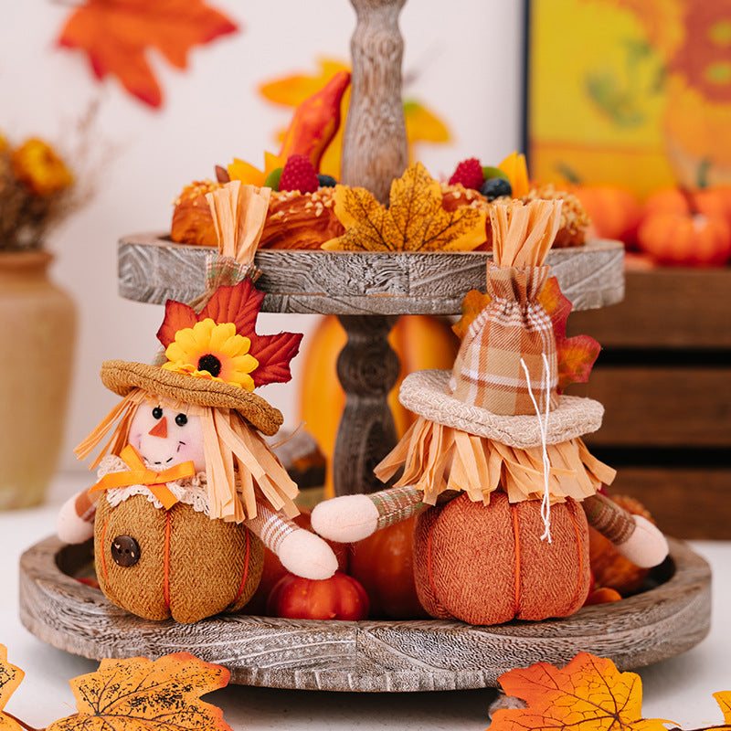 HKM-054931 Harvest Season Pumpkin Scarecrow Doll Pendant - Cloth Ornaments for Thanksgiving Decor