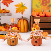 HKM-054931 Harvest Season Pumpkin Scarecrow Doll Pendant - Cloth Ornaments for Thanksgiving Decor