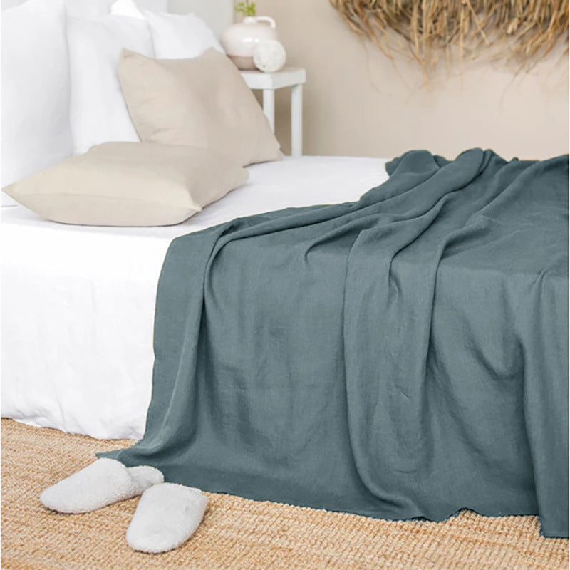 HKM-054931 Linen Solid Color Bed Sheets in Various Sizes for Single and Double Beds