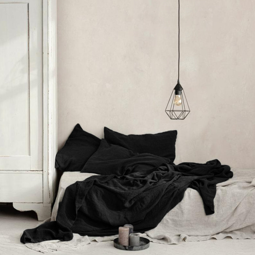 HKM-054931 Linen Solid Color Bed Sheets in Various Sizes for Single and Double Beds