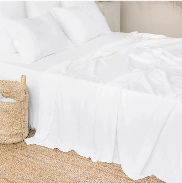 HKM-054931 Linen Solid Color Bed Sheets in Various Sizes for Single and Double Beds