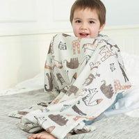 HKM-055123 Double-Layer Children's Quilt Blanket with Animal Patterns - 100X75cm