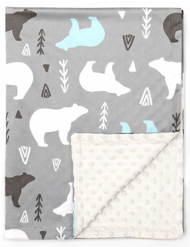 HKM-055123 Double-Layer Children's Quilt Blanket with Animal Patterns - 100X75cm