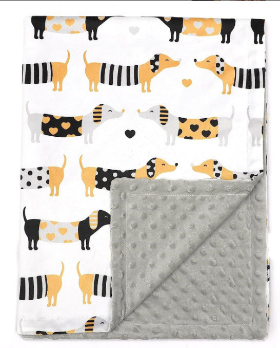 HKM-055123 Double-Layer Children's Quilt Blanket with Animal Patterns - 100X75cm