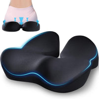 HKM-055187 Memory Foam Long-Sitting Hip Cushion - Solid Black, Modern Design, 47x40x12 cm